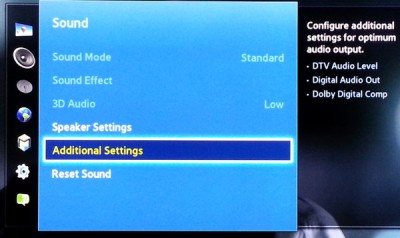Sound Additiona Settings